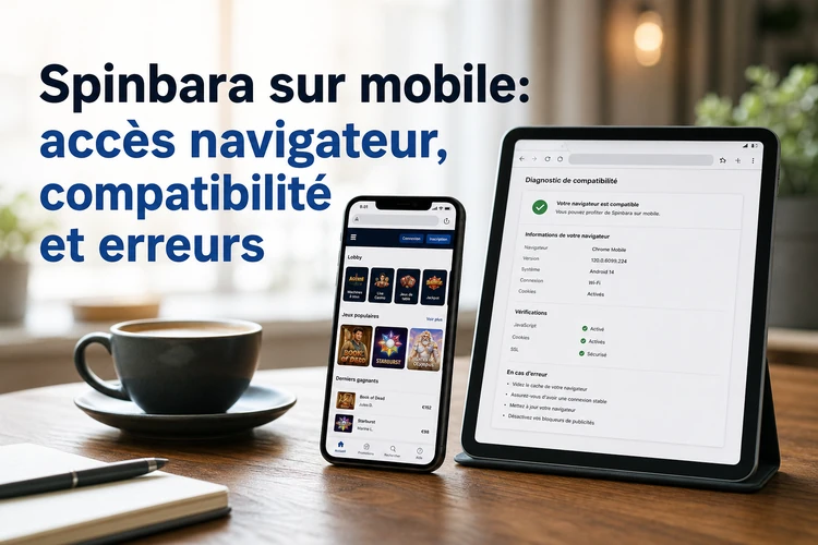 Spinbara sur mobile: accès navigateur, compatibilité et erreurs